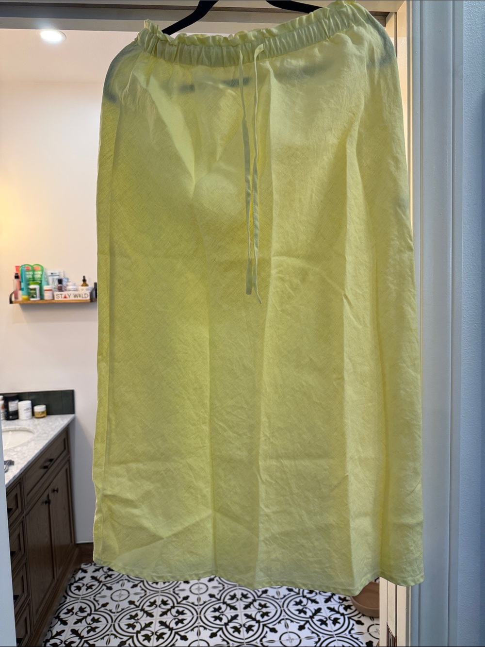 ROVE Pale Yellow Maxi Skirt with Drawstring Waist